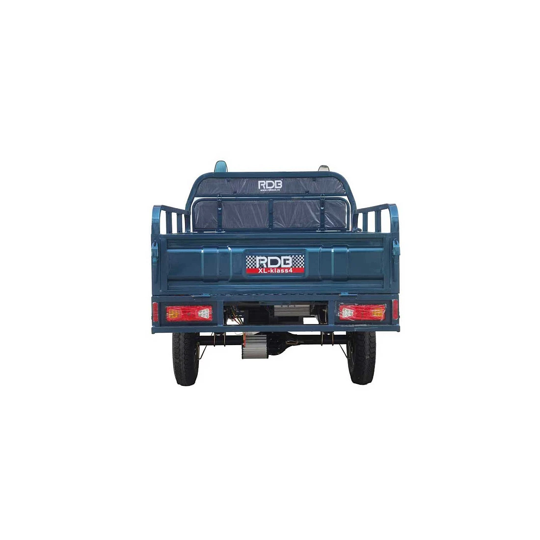 Triciclu electric RDB XL-Klass4, vedere spate &ndash; motor hub, stopuri si bena